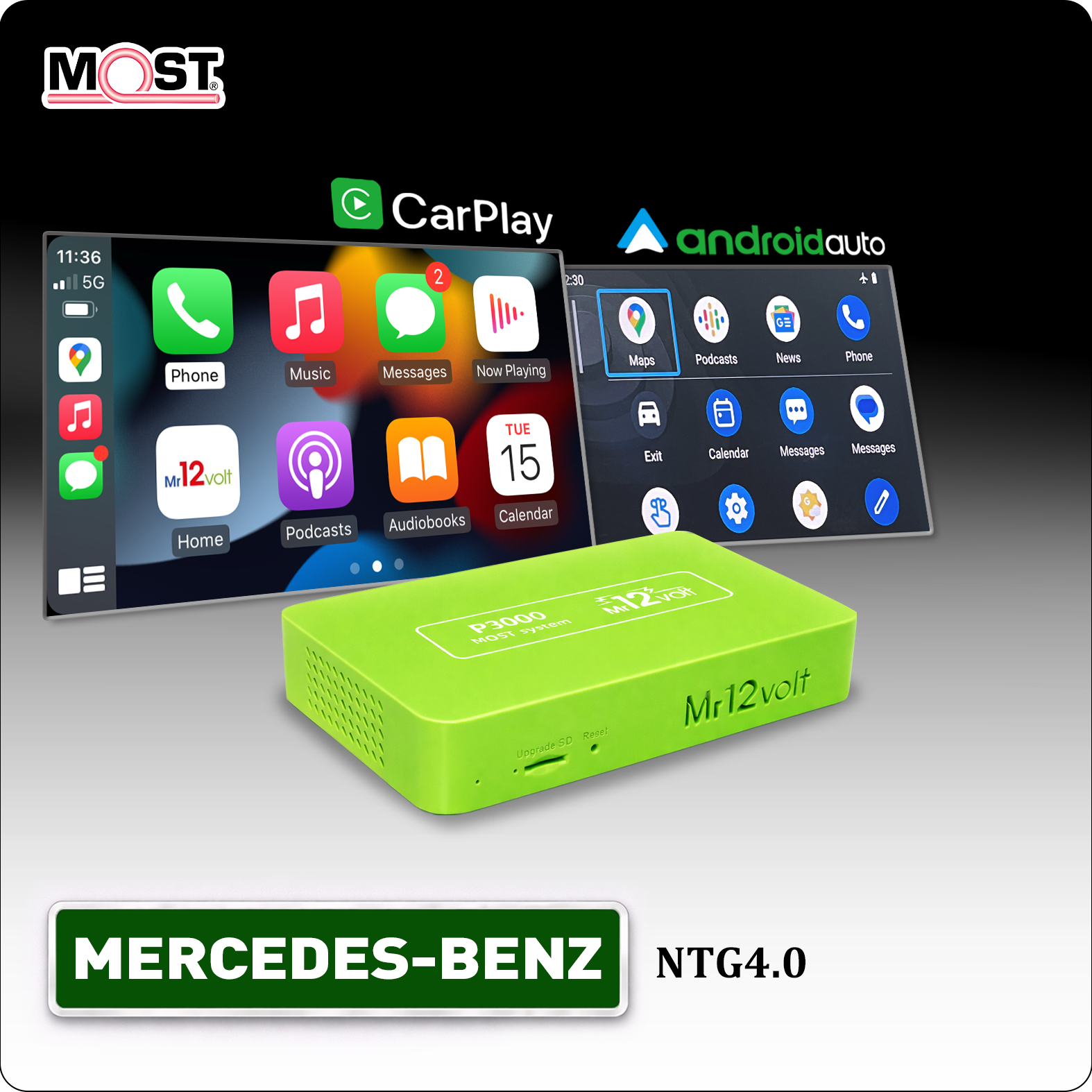 Mr12volt Mercedes NTG 4.0 MOST Bus Apple CarPlay & Android Auto Interface W212 C207 A207