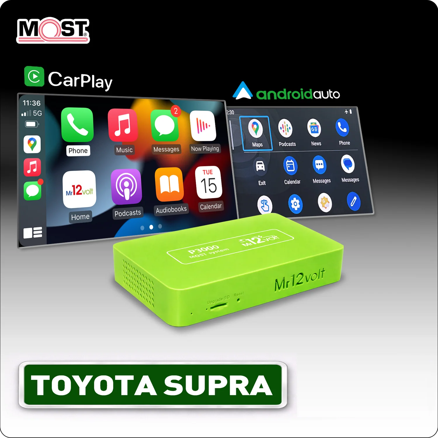 Mr12volt Toyota Supra A90 A91 NBT EVO MOST Bus Apple CarPlay & Android Auto Interface