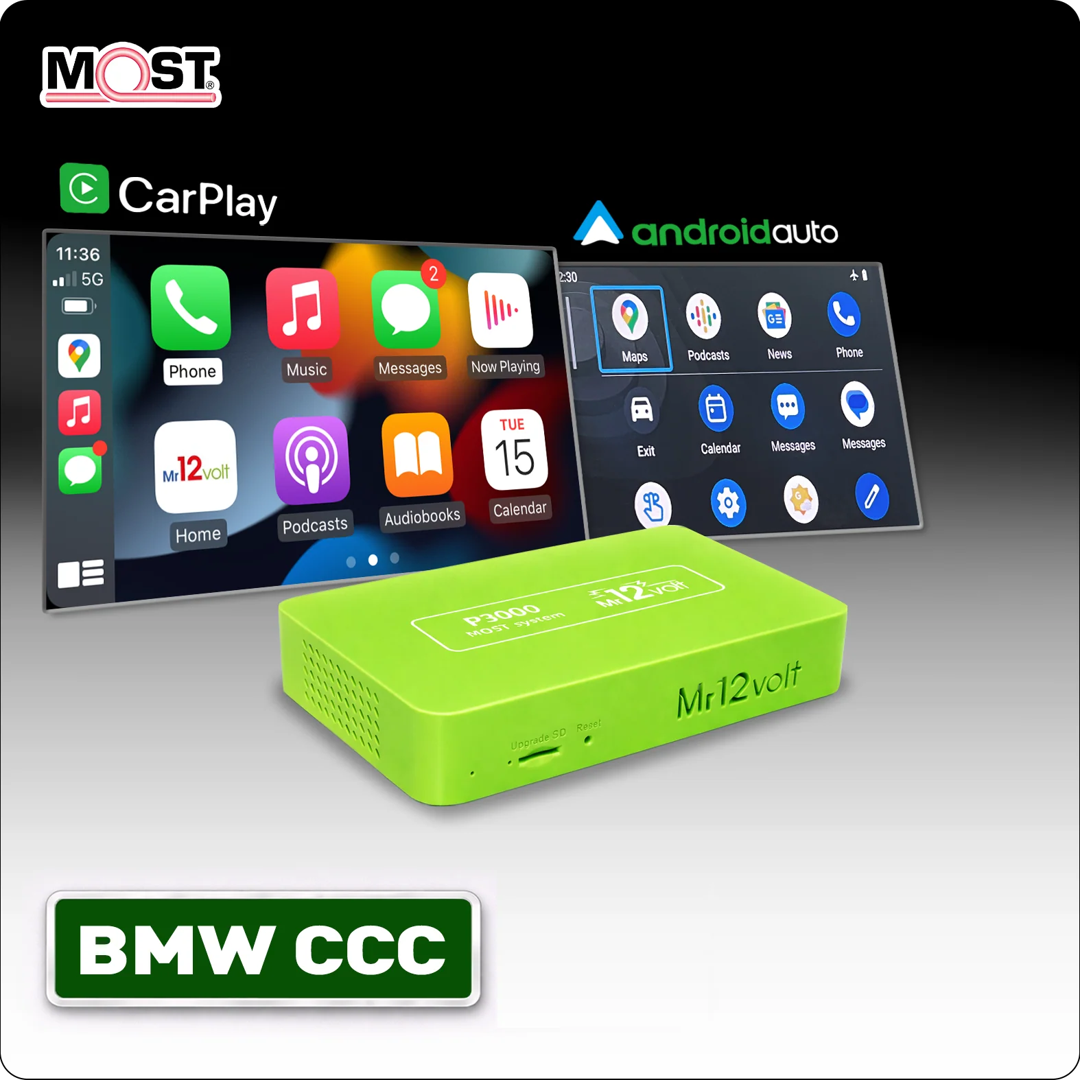 Mr12volt BMW CCC MOST Bus Apple CarPlay & Android Auto Interface