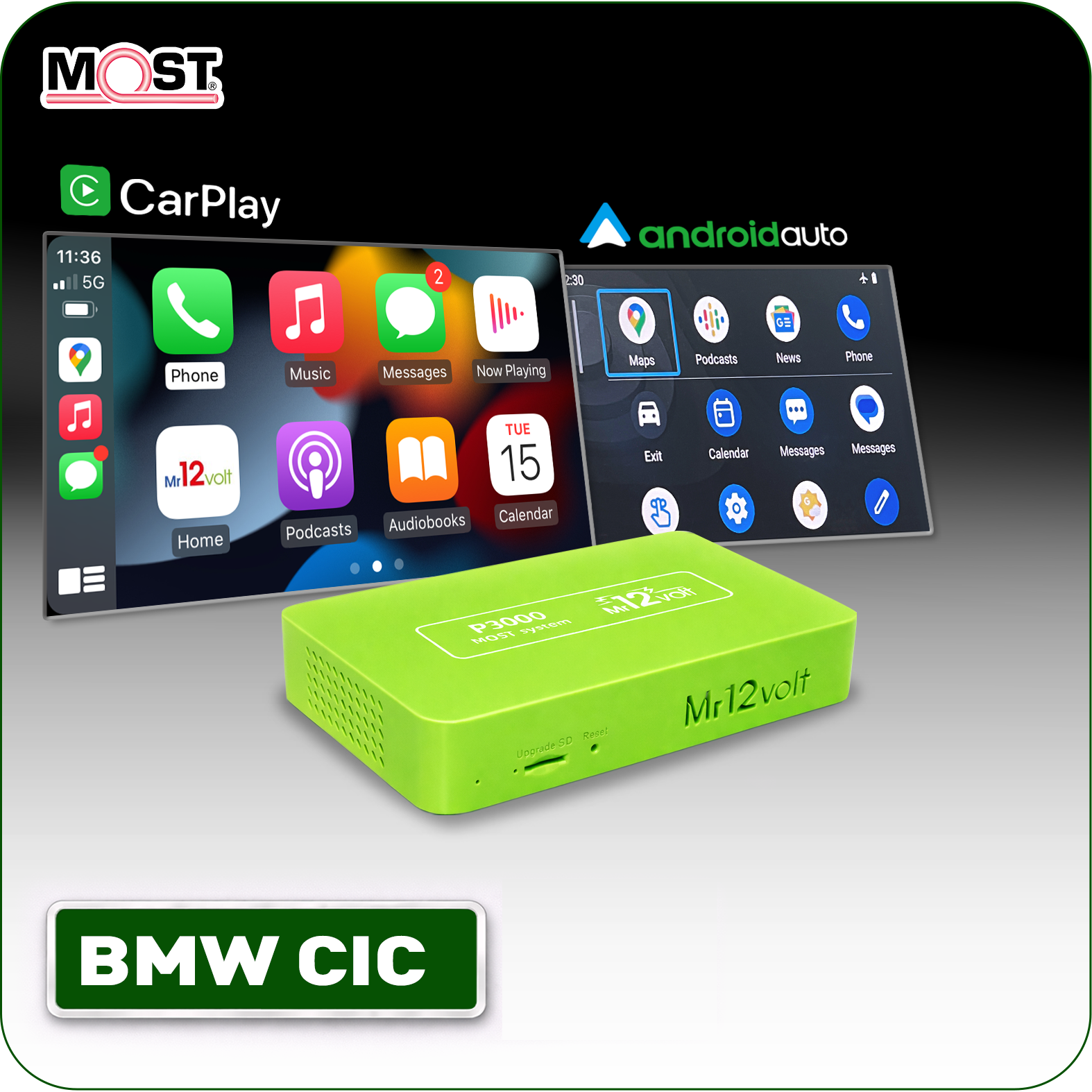 Mr12Volt BMW CIC MOST Bus Apple CarPlay & Android Auto Interface