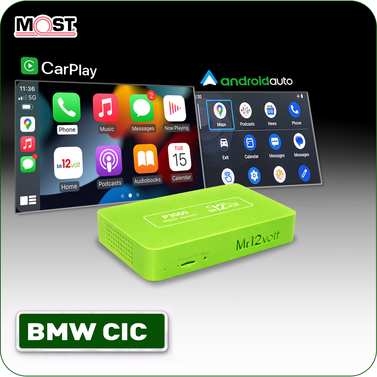 Mr12Volt BMW CIC wireless Apple CarPlay and Android Auto interface