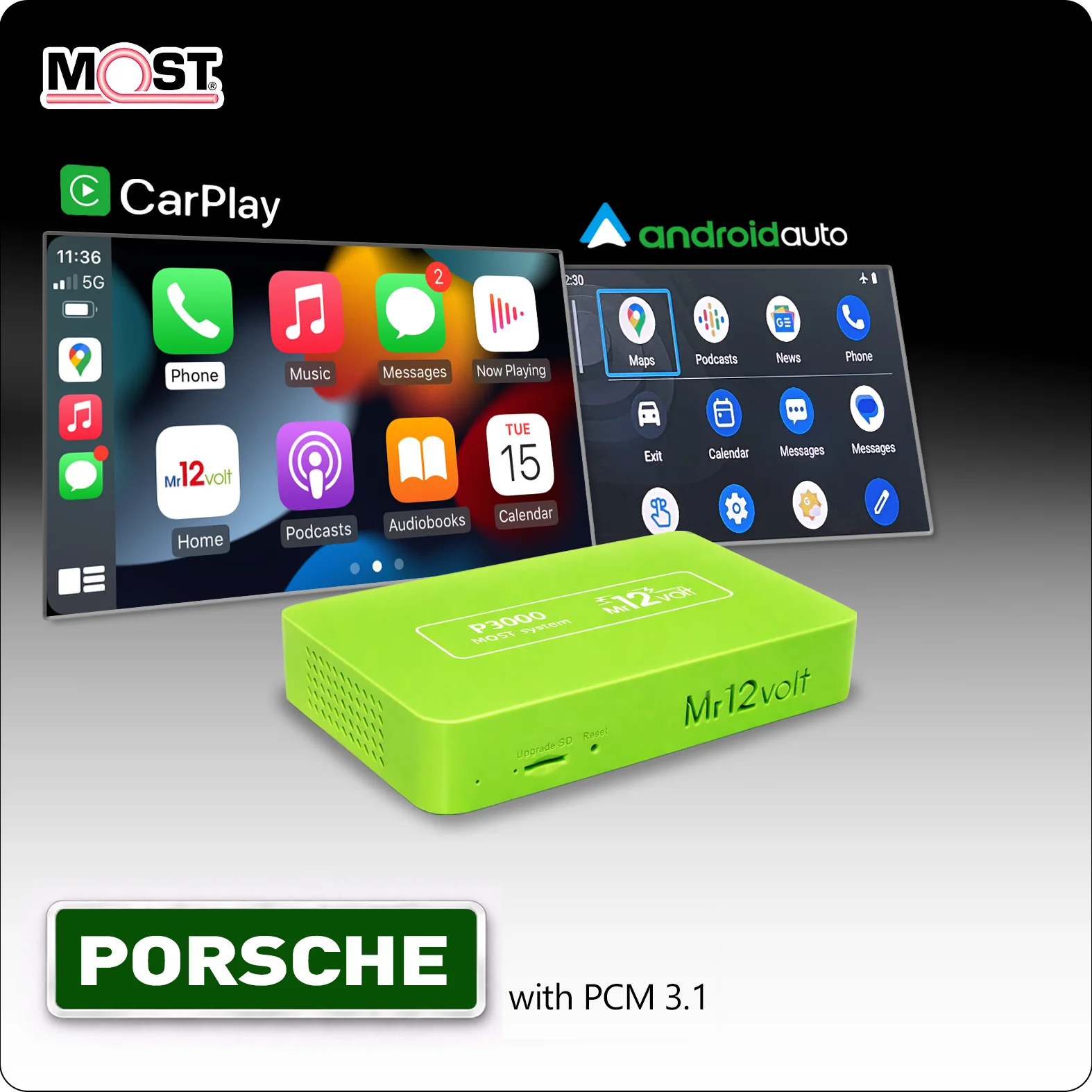 Mr12volt Porsche PCM 3.1 MOST Bus Apple CarPlay & Android Auto Interface