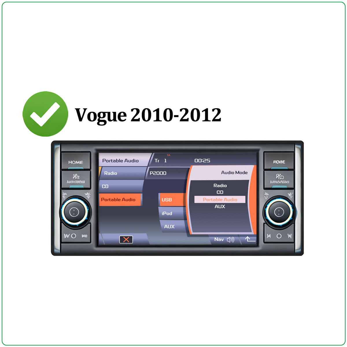 Range Rover Vogue L322 2010 to 2012 compatibility check, Portable Audio USB menu